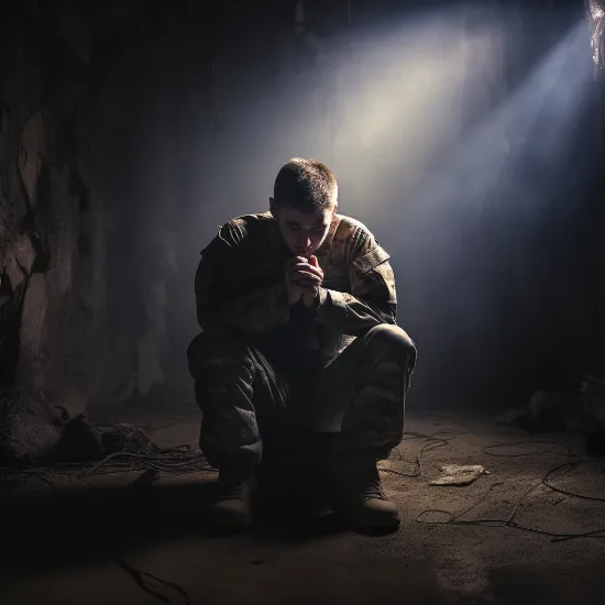 soldier praying